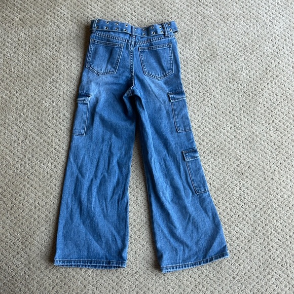 Girls Soho Blue Denim cargo jeans - Picture 2 of 5
